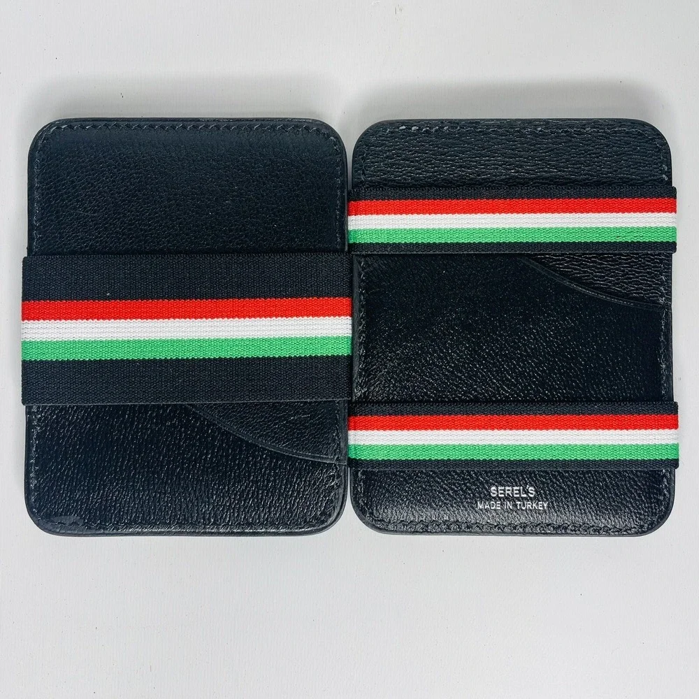 Serel's‎ Magic X Wallet Minimalist Leather Green Red Off White NEW In Gift Box